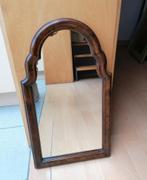Vintage spiegel donker houten kader 59 cm hoog, Enlèvement, Moins de 50 cm, Moins de 100 cm