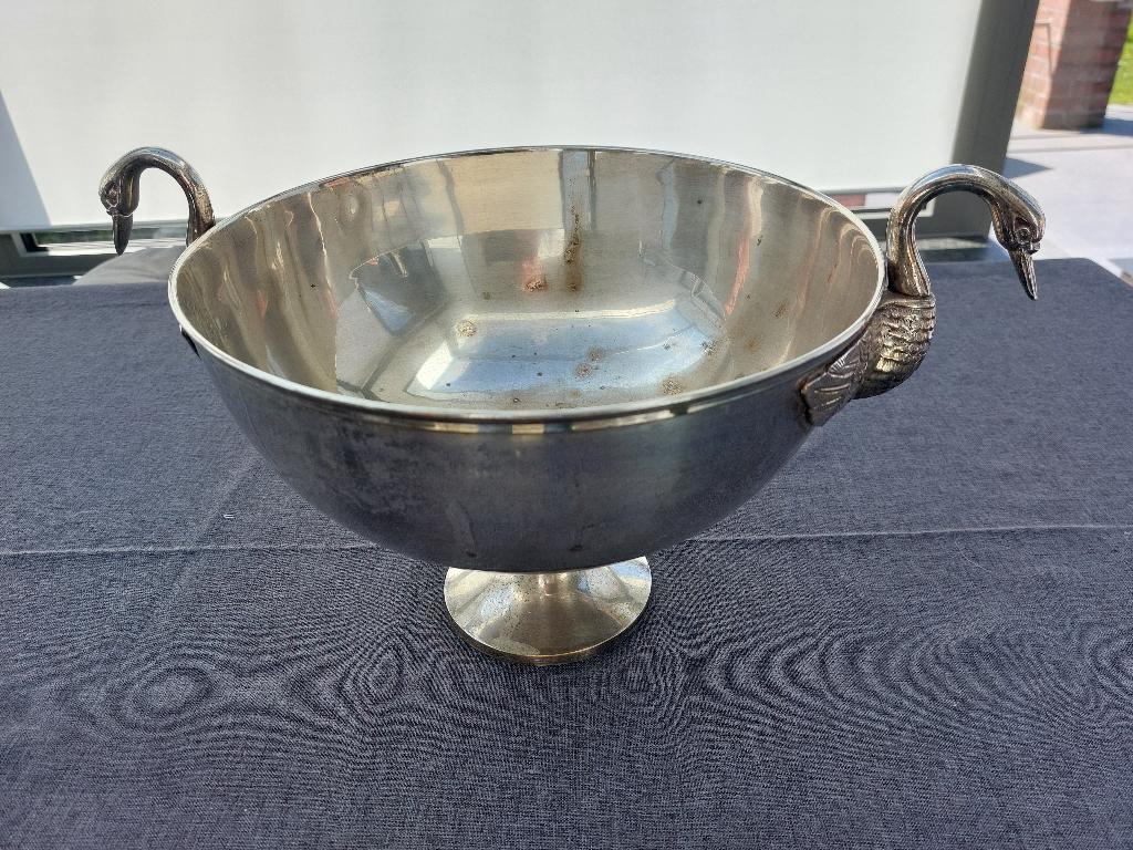 Seau à champagne métal argenté poignées têtes de Cygne, Antiquités & Art, Enlèvement, Argent