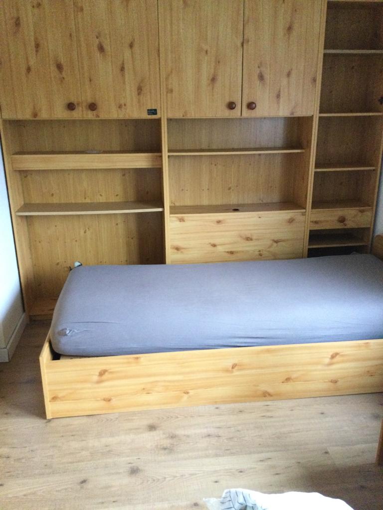 Eenpersoons slaapkamer, Huis en Inrichting, Slaapkamer | Complete slaapkamers, Ophalen, Gebruikt, Eenpersoons, Grenenhouten