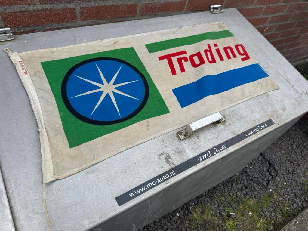 Vintage Trading motor olie reclame vlag, Ophalen of Verzenden, Gebruikt, Reclamebord