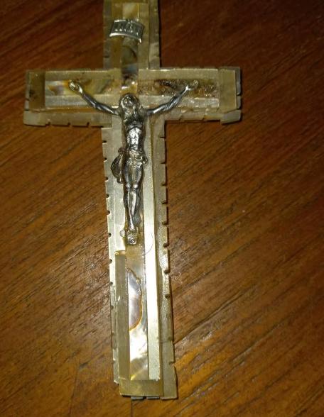 Antiek pelgrimskruis Jerusalem /Bethlehem met reliekdeeltjes, Antiek en Kunst, Antiek | Religieuze voorwerpen, Ophalen of Verzenden