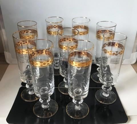 Champagne kristal glazen goud verguld vintage✨😍💎🥂💑👌, Ophalen of Verzenden