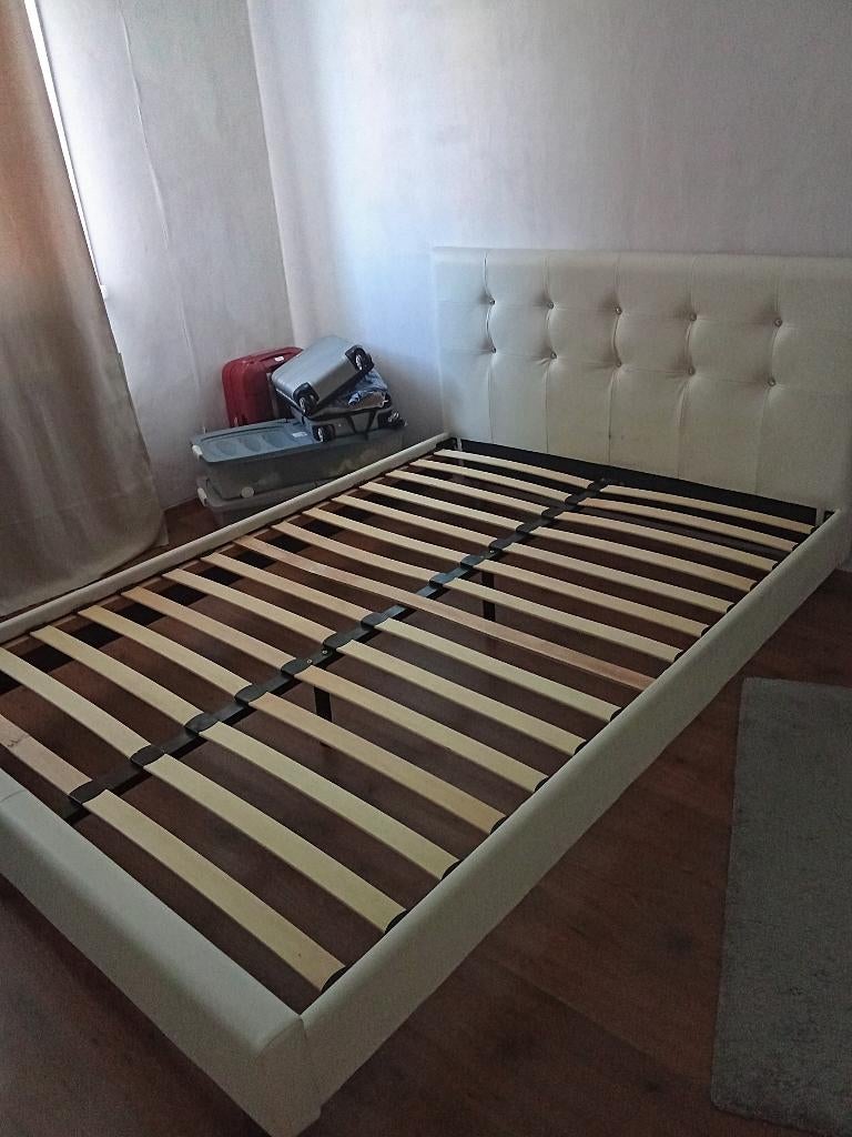 Cadre de lit, Ophalen, Overige materialen, 140 cm, Wit