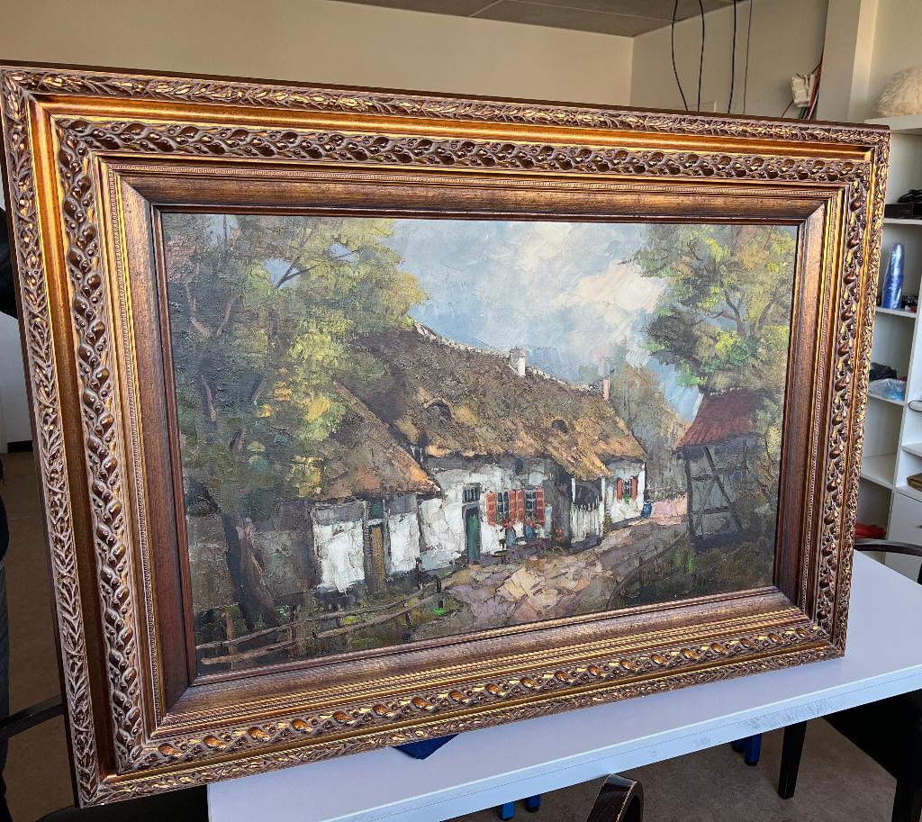 Grande peinture de ferme rurale — 114 x 84 cm, Enlèvement