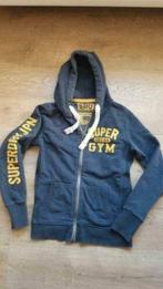 blauwe trui / gilet / hoodie met kap van Superdry maat Smal, Ophalen of Verzenden, Maat 36 (S), Gedragen, Superdry