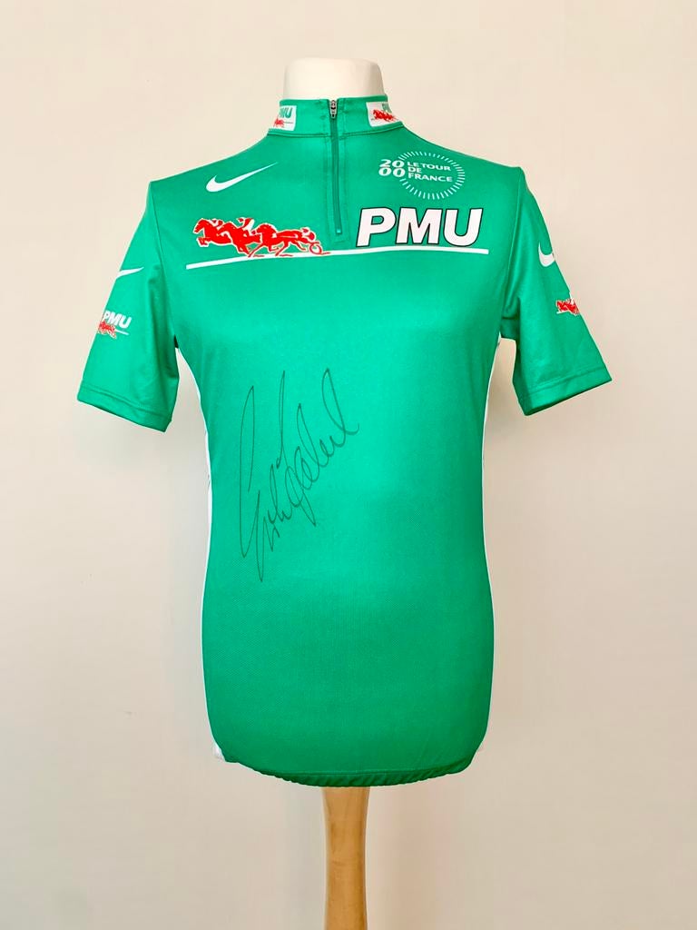 Tour de France 2000 Green Sprinter Jersey signed by Zabel, Taille XL, Enlèvement ou Envoi, Utilisé, Maillot