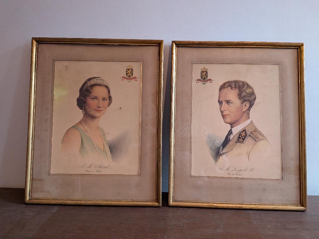 Statieportretten Leopold 3 en Astrid, Jacques Chocolade, Collections, Maisons royales & Noblesse, Utilisé, Carte, Photo ou Gravure