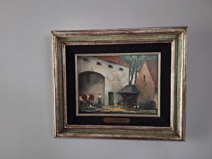 3 schilderijen Neerhof met boer(in) – Prosper Colpaert, Antiek en Kunst, Kunst | Schilderijen | Klassiek, Ophalen