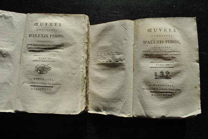 Oeuvres complètes d'Alexis PIRON Rigoley de Juvigny 1777, Antiek en Kunst, Antiek | Boeken en Manuscripten, Ophalen of Verzenden