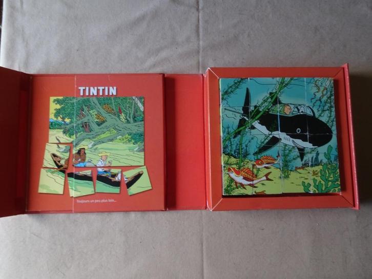 Set van 16 houten kubussen Kuifje - Hergé, Verzamelen, Stripfiguren, Zo goed als nieuw, Boek of Spel, Kuifje, Ophalen of Verzenden