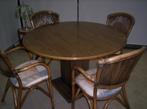 rotan tafel met 4 stoelen, Ophalen, Zo goed als nieuw, Overige kleuren, Riet of Rotan