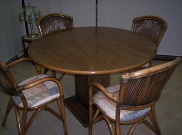 rotan tafel met 4 stoelen beschikbaar voor biedingen