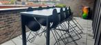 Hoge bartafel , Bristol , zwart aluminium met grijs glas, Jardin & Terrasse, Tables de jardin, Comme neuf, Rectangulaire, Enlèvement ou Envoi