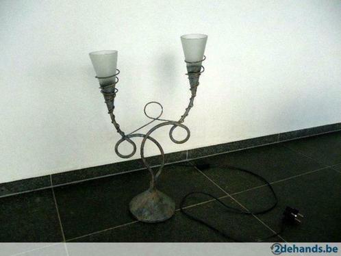 tafellamp 58 cm in metaal, Huis en Inrichting, Lampen | Tafellampen, Gebruikt, 50 tot 75 cm, Glas, Metaal, Ophalen