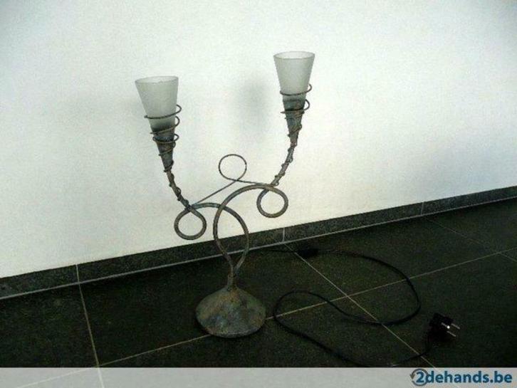 tafellamp 58 cm in metaal, Huis en Inrichting, Lampen | Tafellampen, Gebruikt, 50 tot 75 cm, Glas, Metaal, Ophalen