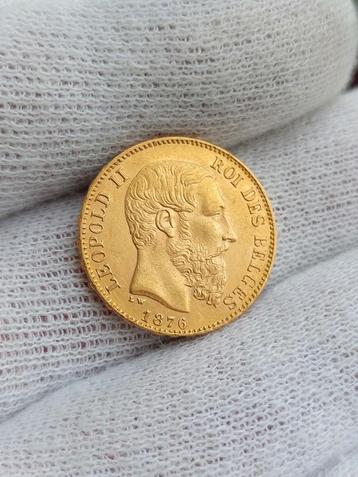 Superbe pièce de monnaie 20Fr Or /Leopold II/ 1876 / Pos A