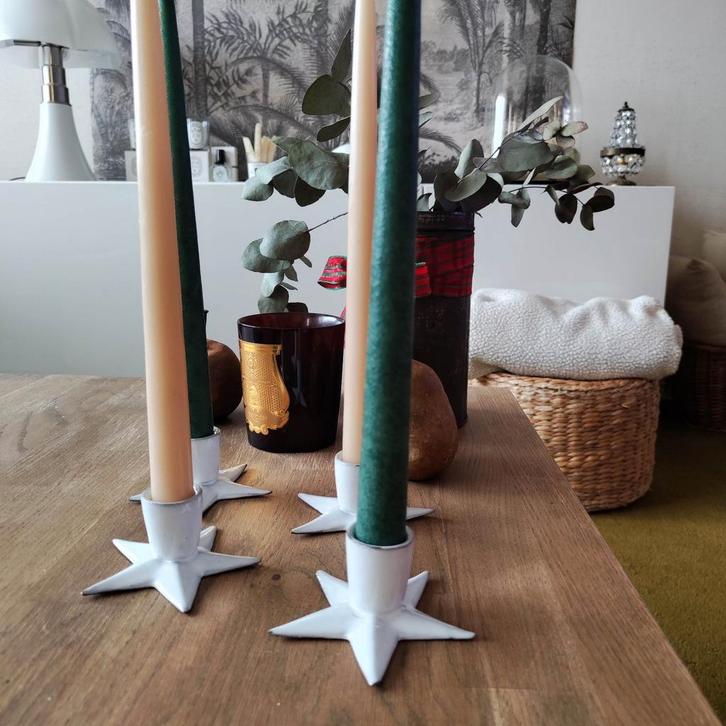 4 nieuwe keramische kandelaars, Huis en Inrichting, Woonaccessoires | Kandelaars en Kaarsen, Zo goed als nieuw, Ophalen of Verzenden