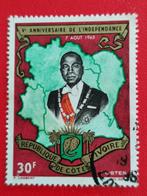 Côte d'Ivoire 1965 - carte, président, éléphant, Affranchi, Enlèvement ou Envoi