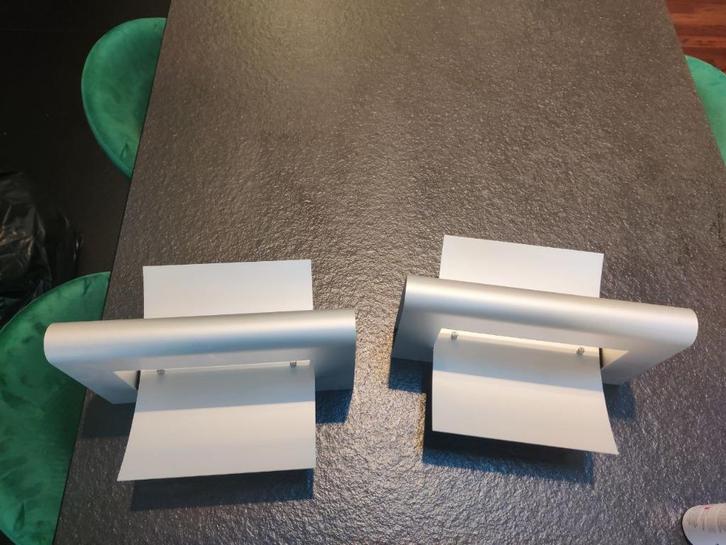 Set van 2 designwandlampen van geborsteld aluminium, Huis en Inrichting, Lampen | Wandlampen, Zo goed als nieuw, Overige materialen