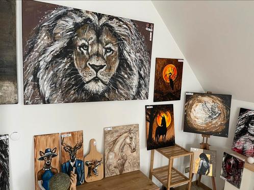 Originele schilderijen dieren Mk Art, Antiek en Kunst, Kunst | Schilderijen | Modern, Ophalen
