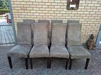 8 stoelen taupe nubuck  GRATIS, Huis en Inrichting, Ophalen, Gebruikt