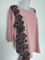 Poederroze top met zwarte kantprint Maat 46, Kleding | Dames, Topjes, Ophalen of Verzenden, Roze