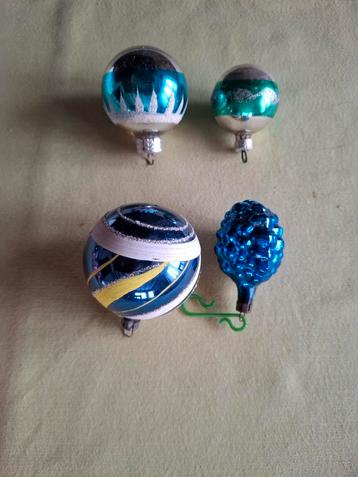 Set blauw groene vintage kerstballen €5 / stuk  beschikbaar voor biedingen