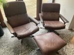 Set van vintage armchairs / draaifauteuils met voetenbank, Antiek en Kunst, Ophalen