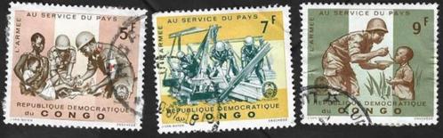 3 Postzegels Congo-Kinshasa 1965 Leger in dienst v/h land, Postzegels en Munten, Postzegels | Afrika, Gestempeld, Overige landen