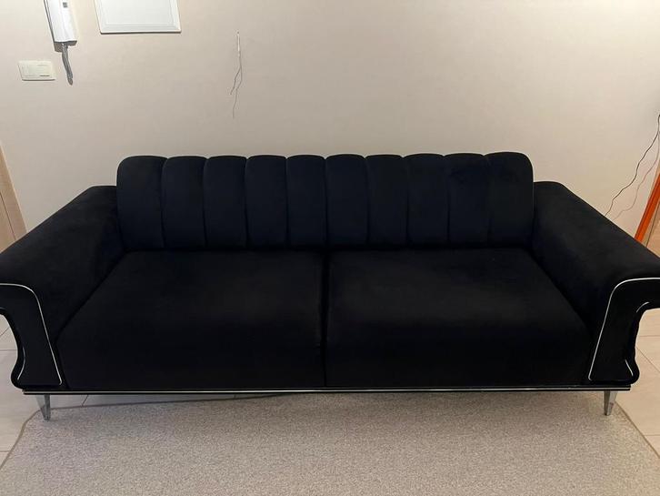 * Canapé convertible en velour noir *, Maison & Meubles, Canapés | Salons, Comme neuf, Enlèvement