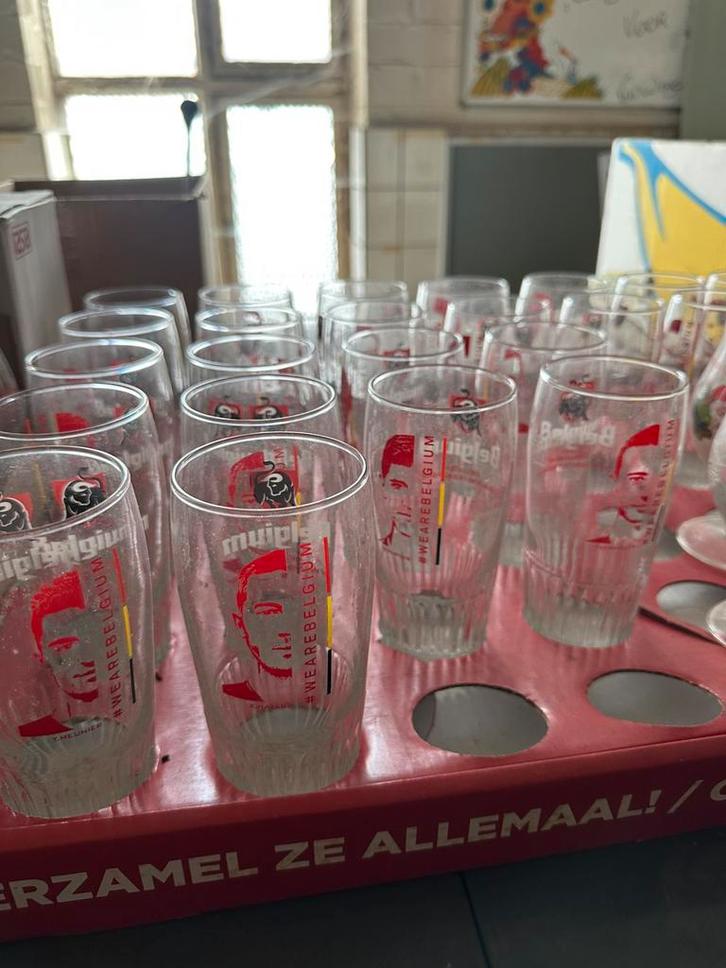 Verzameling glazen Rode Duivels – #WEAREBELGIUM, Verzamelen, Glas en Drinkglazen, Zo goed als nieuw, Ophalen