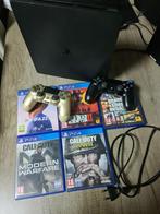 PS4 slim + 5 games + 2 controllers, Ophalen, Met 2 controllers, Zo goed als nieuw, Slim