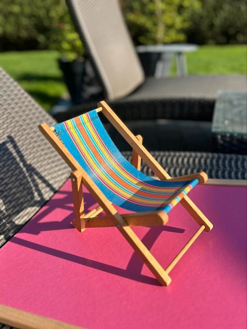 Vintage Strandstoel jaren 50 - Barbie, Verzamelen, Poppenhuizen en Toebehoren, Zo goed als nieuw, Ophalen