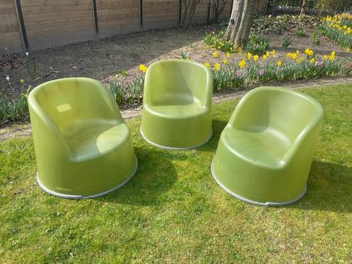 => Zeldzame Olijfgroene Ikea Kimme kuipstoelen <=, Tuin en Terras, Tuinstoelen, Zo goed als nieuw, Kunststof, Stapelbaar, Ophalen