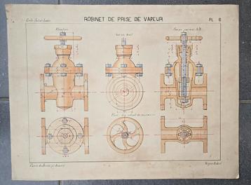 Industriële technische tekening met de hand uitgevoerd. beschikbaar voor biedingen