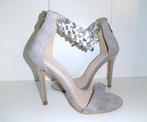 Sandalen met bandjes/hoge hakken - Beige/taupe suède - 36, Verzenden, Beige, Nieuw, Schoenen met hoge hakken