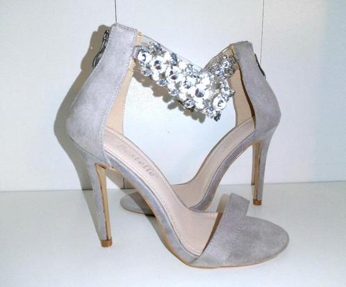 Sandalen met bandjes/hoge hakken - Beige/taupe suède - 36, Kleding | Dames, Schoenen, Nieuw, Schoenen met hoge hakken, Beige, Verzenden