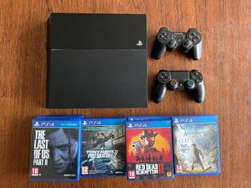 Playstation 4 fat line 500GB, 1 manette et 11 jeux, 500 GB, Enlèvement, Utilisé, Avec 2 manettes