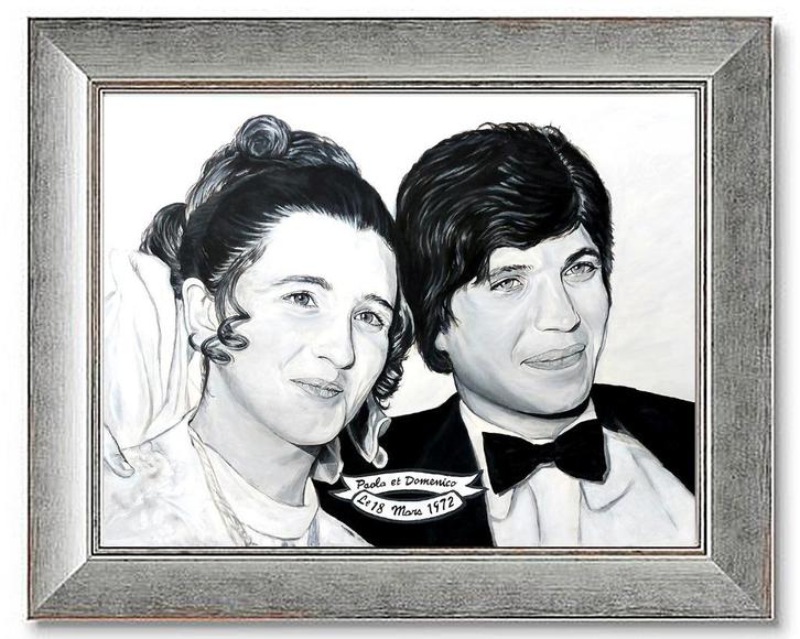 Paola en Domenico (Bruiloft 1972) Schilderij, Boeken, Kunst en Cultuur | Fotografie en Design, Nieuw, Techniek, Ophalen