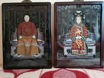 Chinese Keizer en Keizerin achterglasschildering, Antiek en Kunst, Ophalen