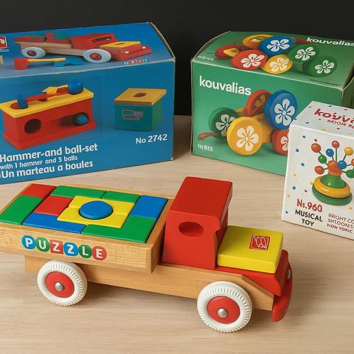 Vintage houten speelgoedset — Heros & Kouvalias, Kinderen en Baby's, Speelgoed | Houten speelgoed, Zo goed als nieuw, Ophalen
