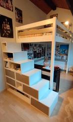 Lit mezzanine en pin massif avec escalier cubes, Enlèvement, Utilisé, Lit mezzanine