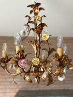 Vintage Italiaanse vergulde kroonluchters, Huis en Inrichting, Lampen | Kroonluchters, Ophalen, Gebruikt, Metaal, Italiaanse romantiek