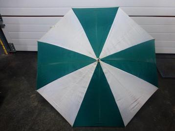 1 Grand parapluie vert et blanc ouverture automatique