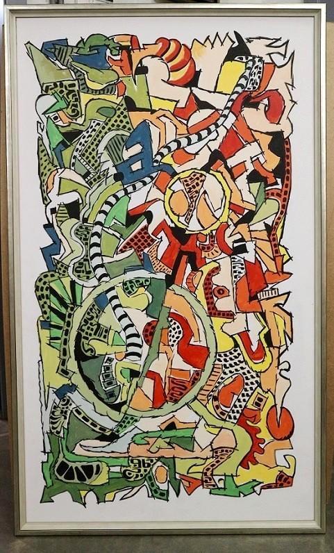 Pierre PISIVIN,  abstracte compositie 2, Antiek en Kunst, Kunst | Schilderijen | Abstract, Ophalen