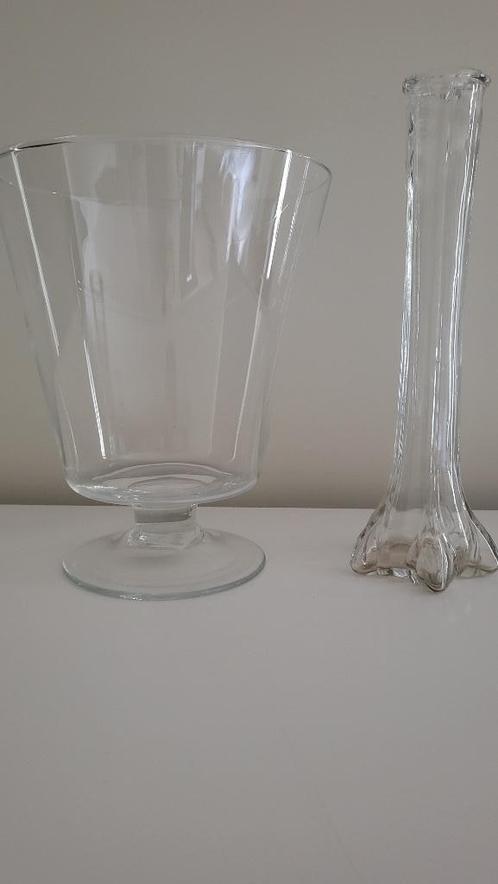 2 glazen vazen, Huis en Inrichting, Woonaccessoires | Vazen, Gebruikt, Glas, Ophalen of Verzenden
