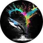 Banksy requin Cercle mural 60x60 métal + Système d'accrochag, 100 à 125 cm, Envoi, Création originale, 50 à 75 cm