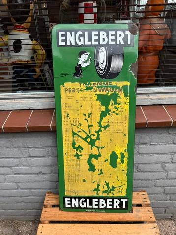 Panneau d'affichage en émail ENGLEBERT 1953, Enlèvement ou Envoi, Utilisé, Panneau publicitaire
