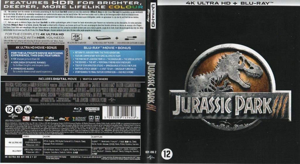② jurassic park III (4K ultra hd + blu-ray) neuf — Blu-ray — 2ememain