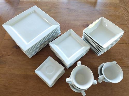 Service vaisselle Cosy & Trendy blanc carré 39 pièces, Huis en Inrichting, Keuken | Servies, Gebruikt, Compleet servies, Overige stijlen